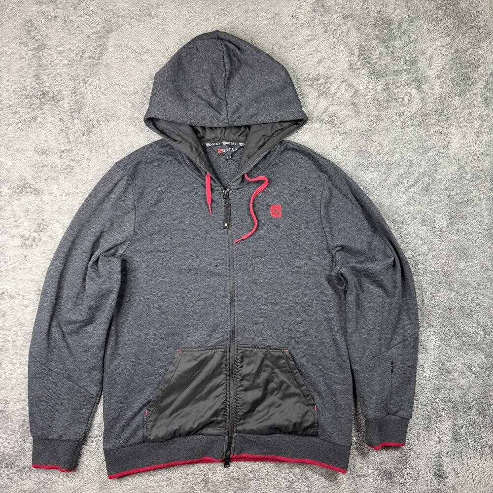 Dota 2 Dreamer Hoodie Mens M Gray Zip Up E Sports Gaming Jacket Pockets